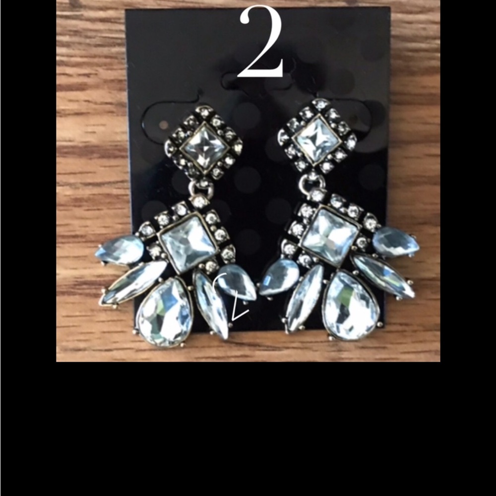 Crystal Cluster Drop Earrings - Light Blue